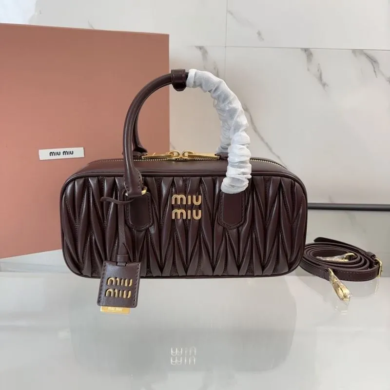 Miu Miu Brown Matelasse Top Handle Bag 183