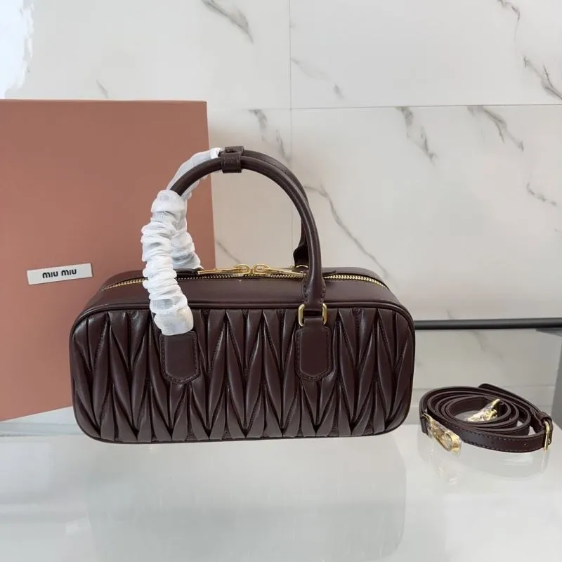 Alternative view of Miu Miu Brown Matelasse Top Handle Bag 183