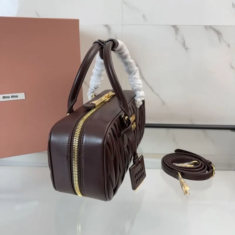 Miu Miu Brown Matelasse Top Handle Bag 183 - Image 3