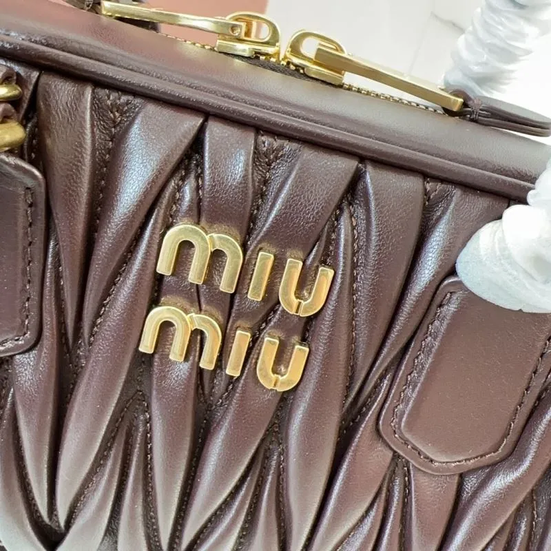 Miu Miu Brown Matelasse Top Handle Bag 183 - Image 4