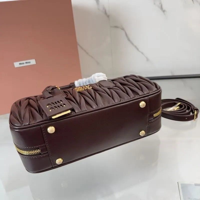 Miu Miu Brown Matelasse Top Handle Bag 183 - Image 9