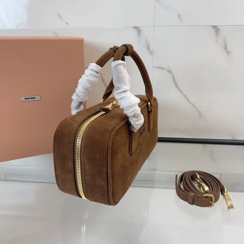 Miu Miu Brown Suede Top Handle Bag 184 - Image 3