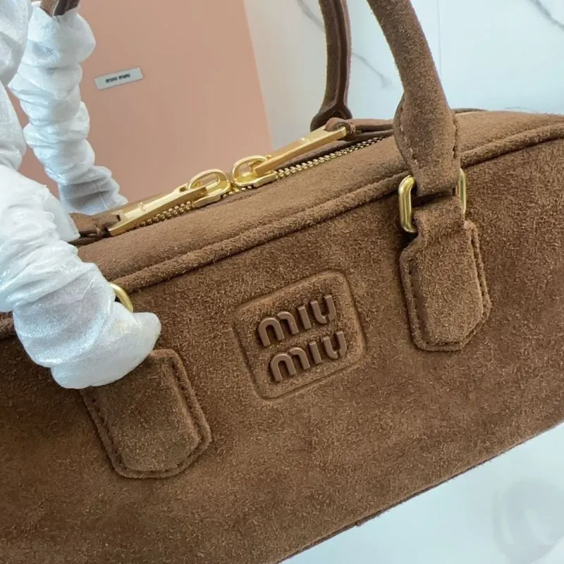 Miu Miu Brown Suede Top Handle Bag 184 - Image 4