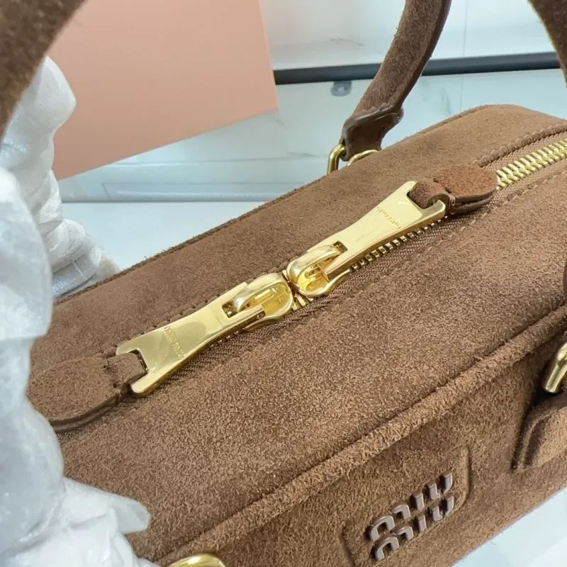 Miu Miu Brown Suede Top Handle Bag 184 - Image 5