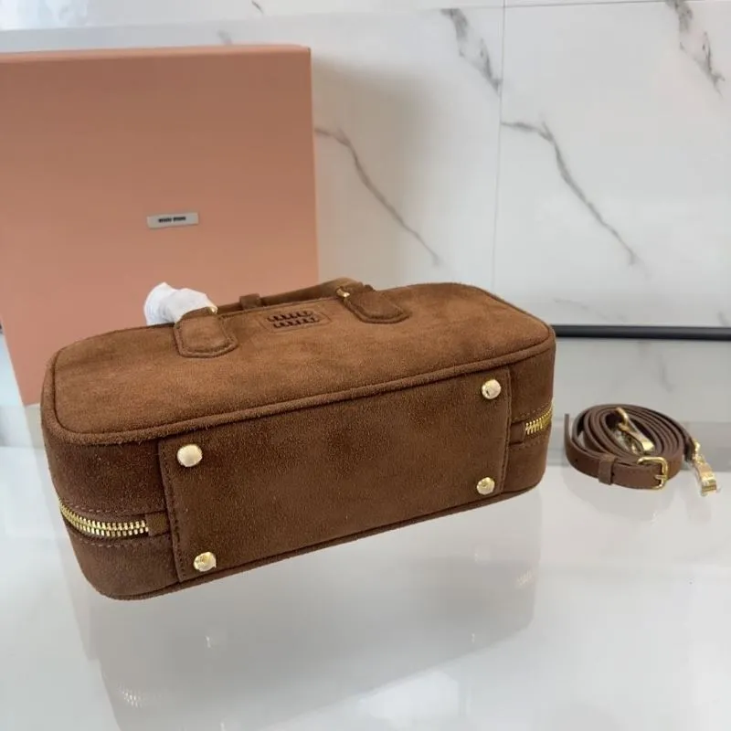 Miu Miu Brown Suede Top Handle Bag 184 - Image 6