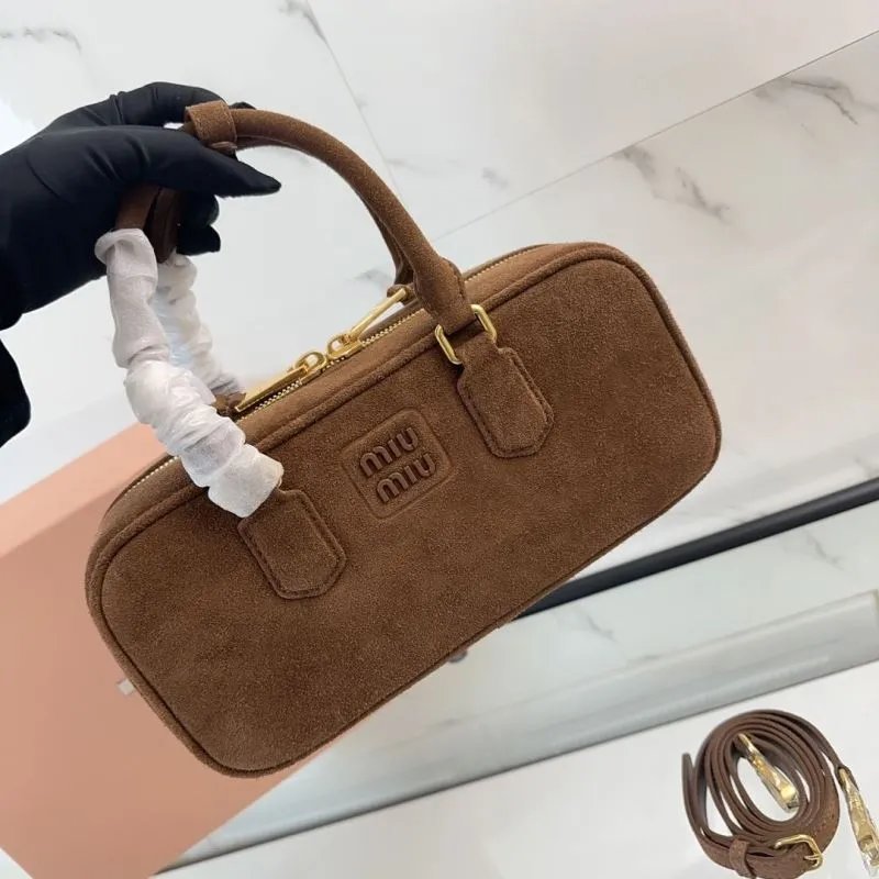 Miu Miu Brown Suede Top Handle Bag 184 - Image 7