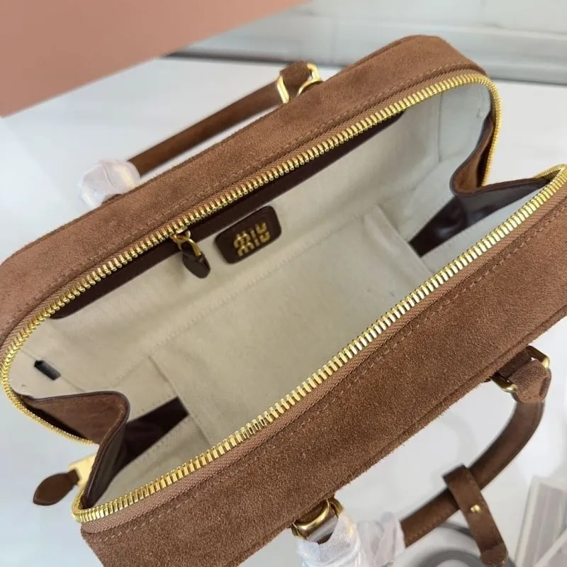Miu Miu Brown Suede Top Handle Bag 184 - Image 8