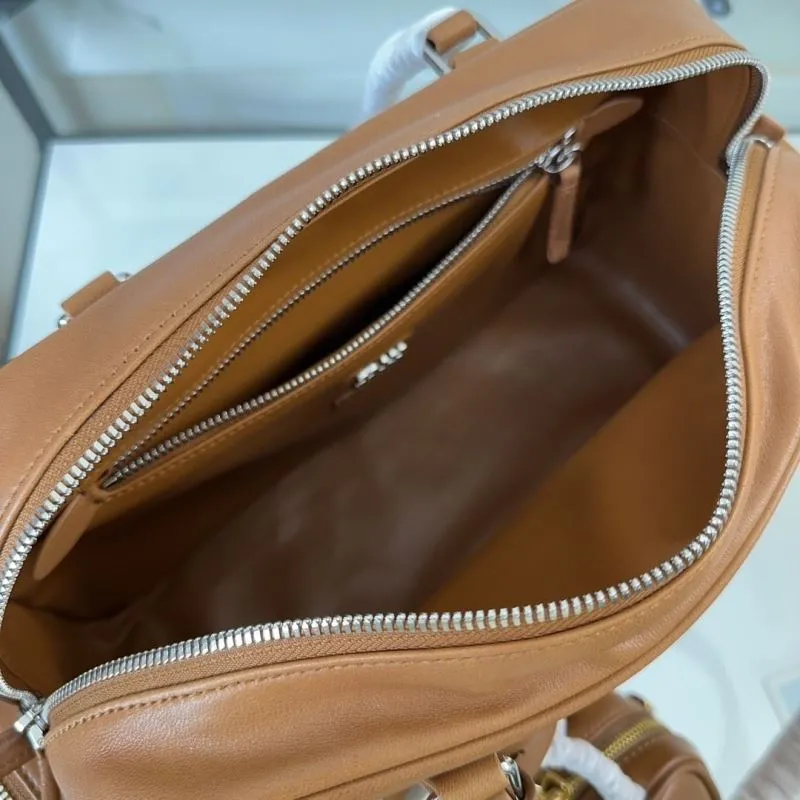 MIU MIU Brown Leather Top Handle Bag with Mini Pouch - Image 8