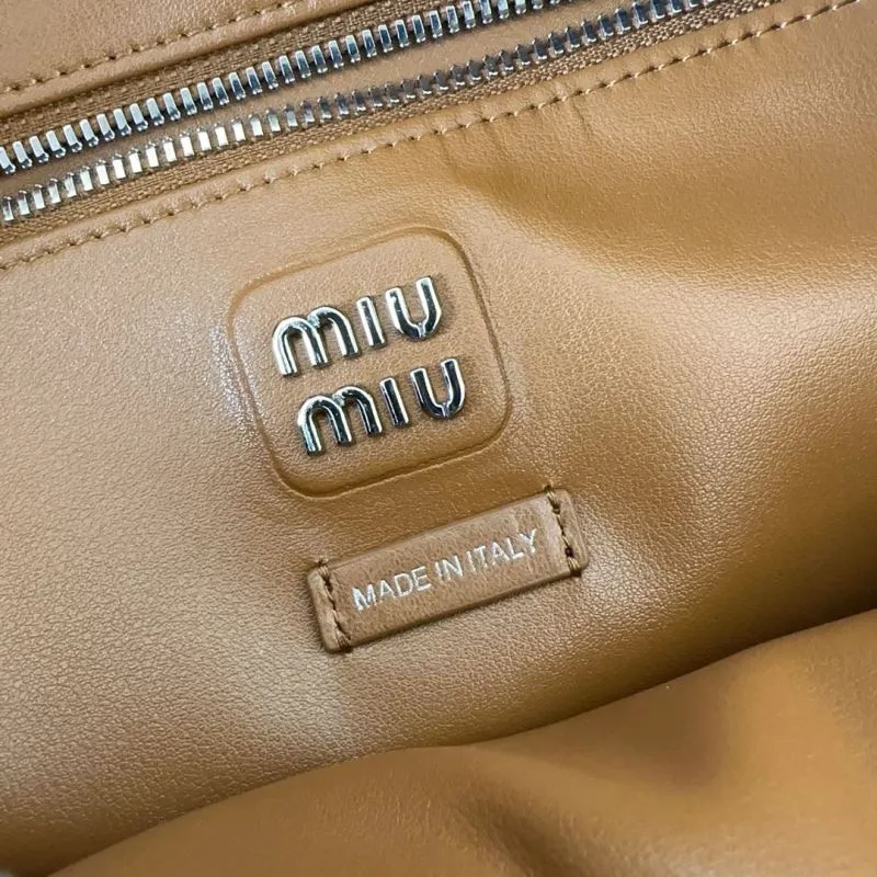 MIU MIU Brown Leather Top Handle Bag with Mini Pouch - Image 9