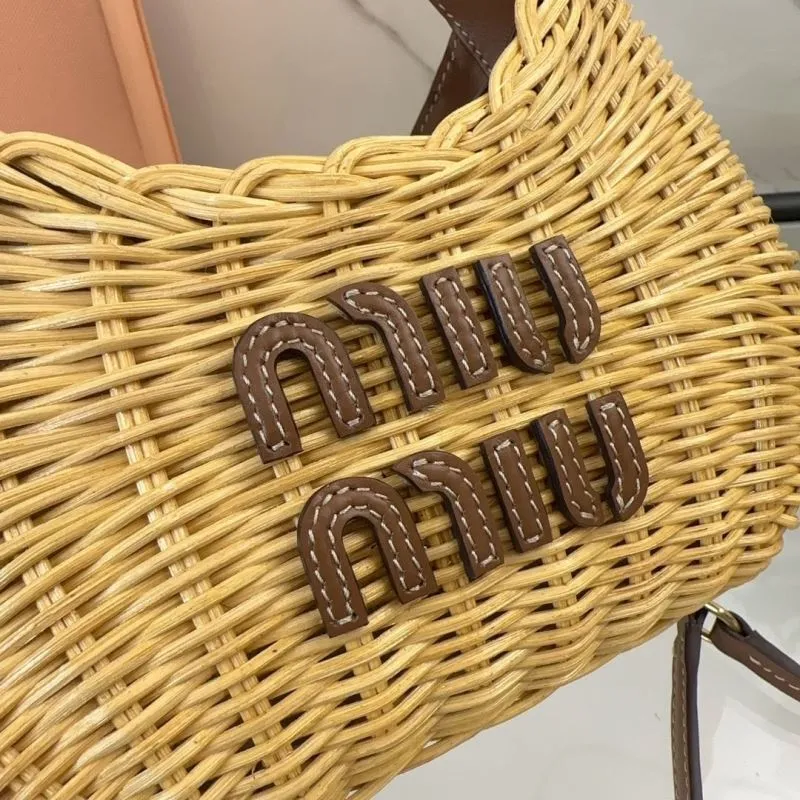 Miu Miu Wicker Top Handle Crossbody Bag - Image 4