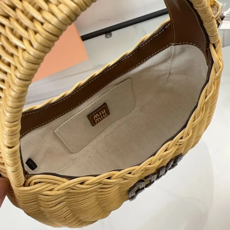 Miu Miu Wicker Top Handle Crossbody Bag - Image 5