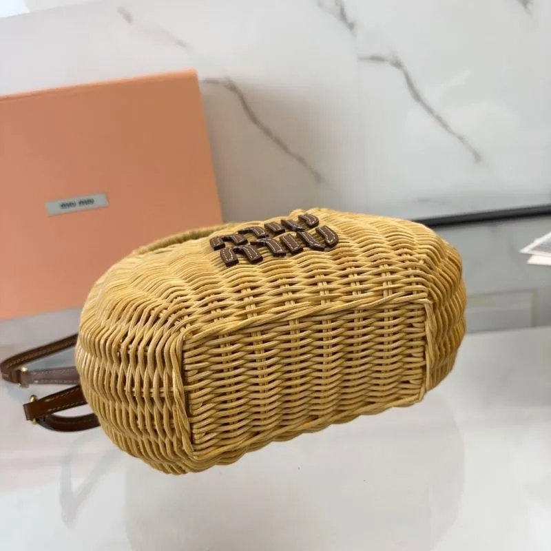 Miu Miu Wicker Top Handle Crossbody Bag - Image 8