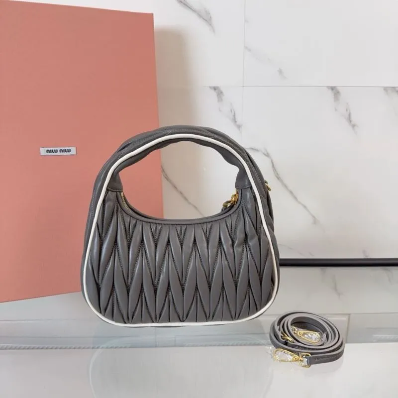 Alternative view of Miu Miu Gray Matelasse Hobo Handbag with Shoulder Strap