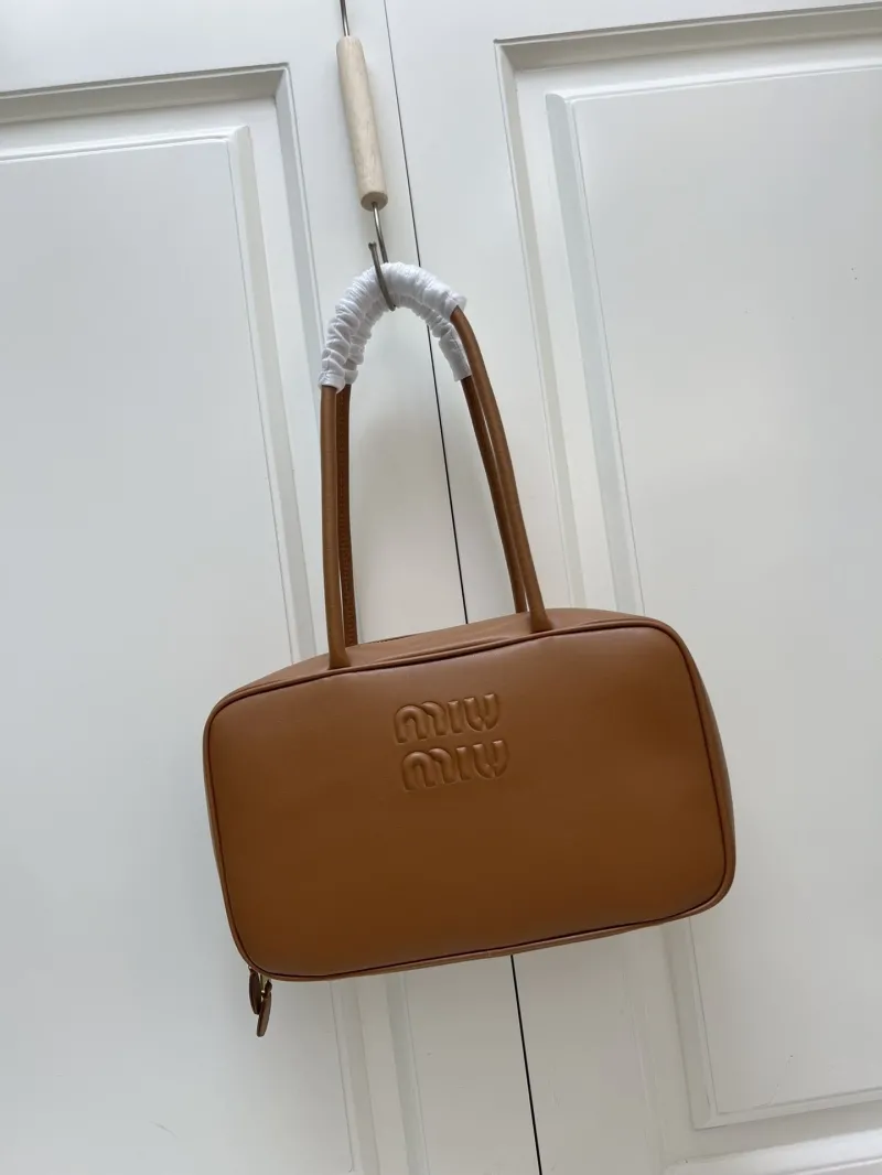 Miu Miu Brown Leather Top Handle Bag