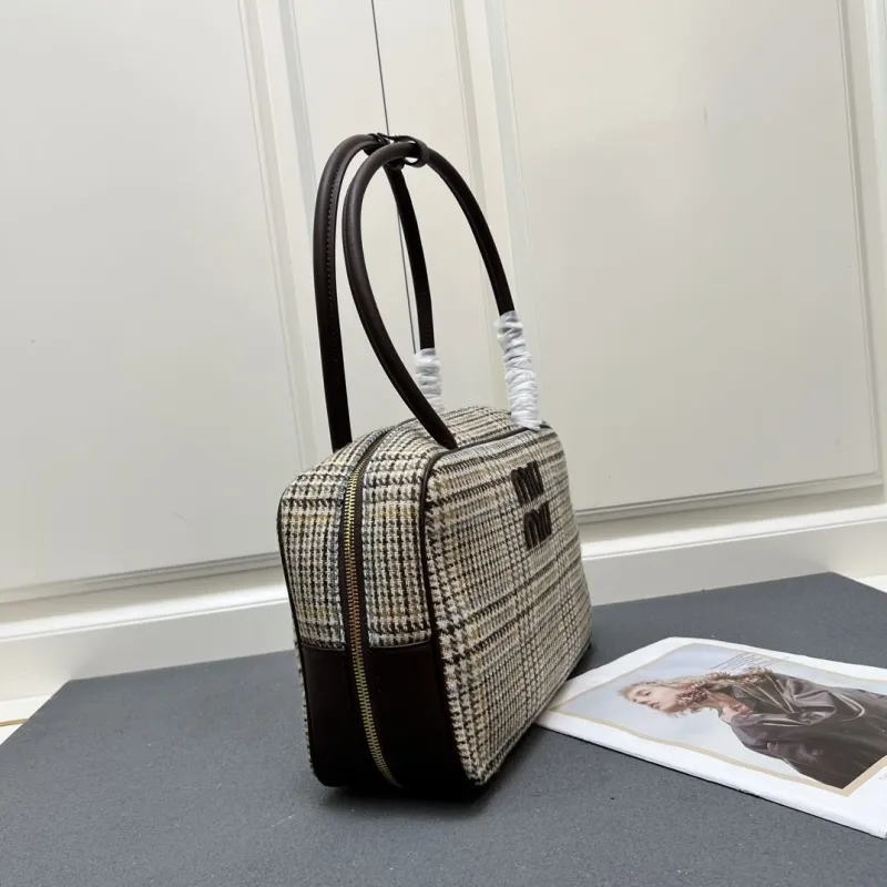 MIU MIU Houndstooth Top Handle Bag 7006SQ 35x11x23cm - Image 3