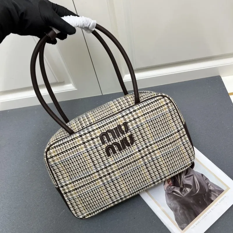 MIU MIU Houndstooth Top Handle Bag 7006SQ 35x11x23cm - Image 4