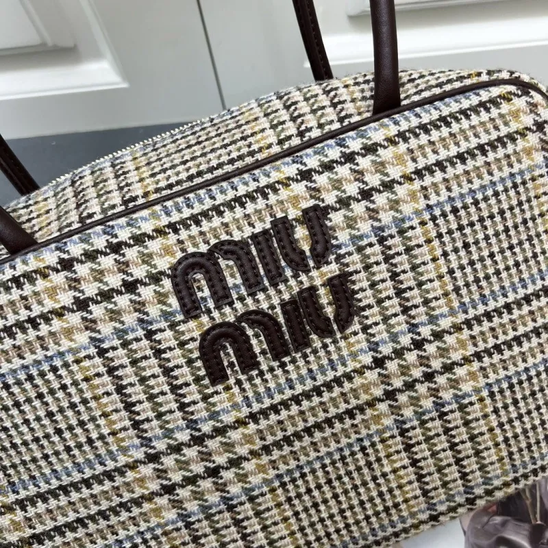 MIU MIU Houndstooth Top Handle Bag 7006SQ 35x11x23cm - Image 5