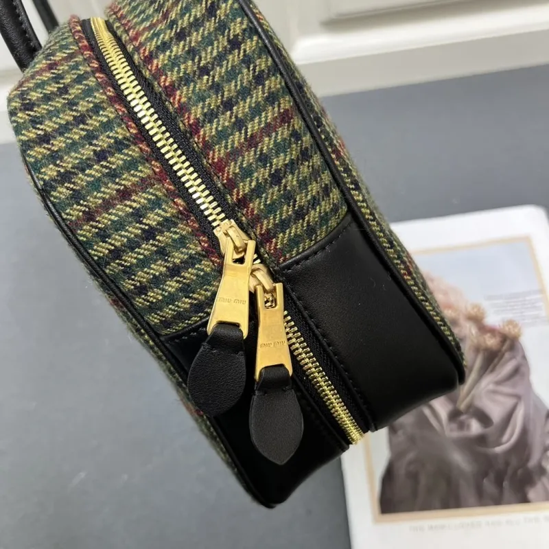 MIU MIU 7006SQ Green Plaid Top Handle Bag - Image 7
