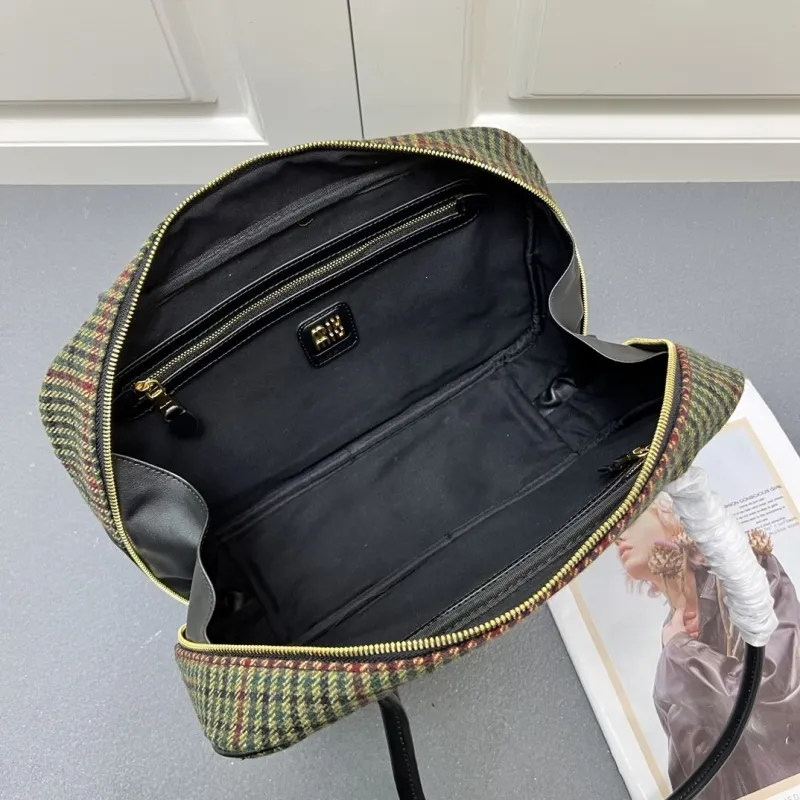 MIU MIU 7006SQ Green Plaid Top Handle Bag - Image 10