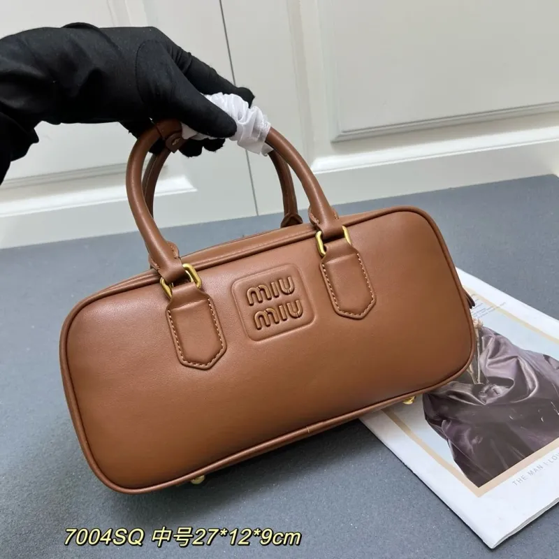 MIU MIU Brown Medium Top Handle Bag 7004SQ - Image 3
