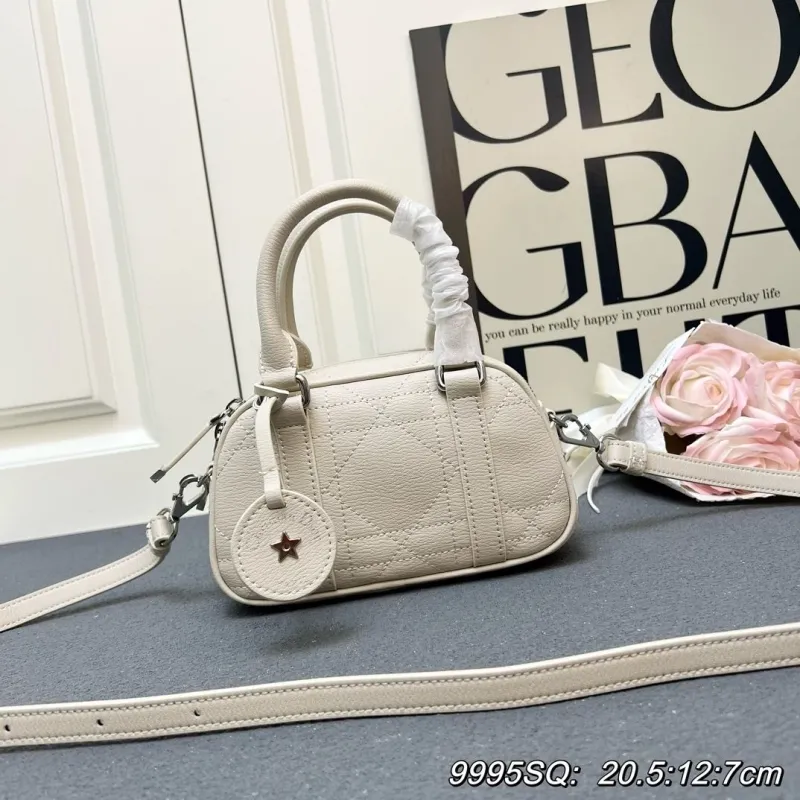Christian Dior Cream Mini Top Handle Crossbody Bag 9995SQ