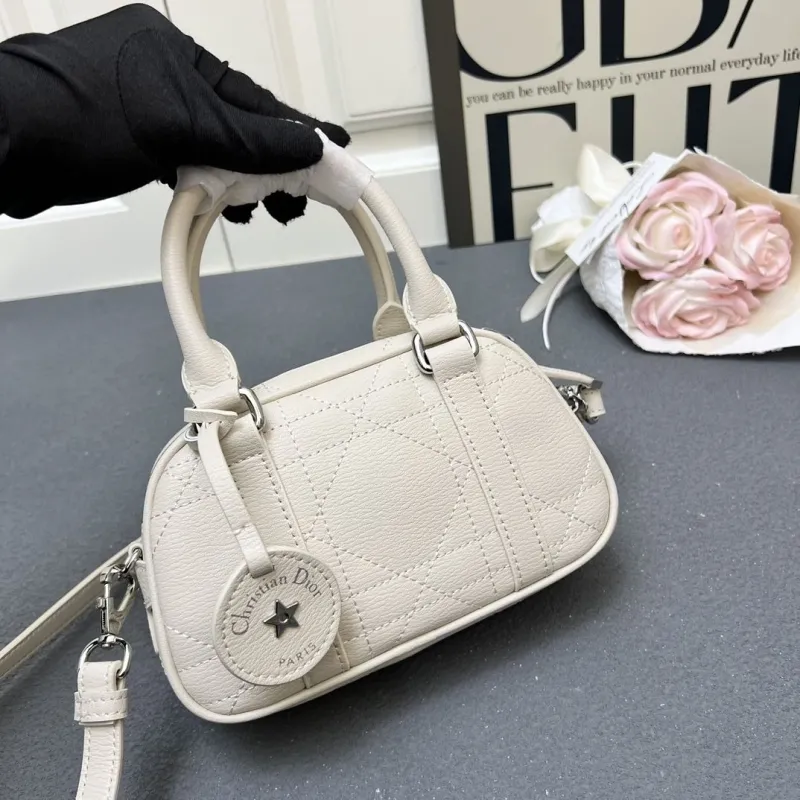 Christian Dior Cream Mini Top Handle Crossbody Bag 9995SQ - Image 3