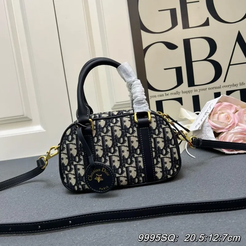 Christian Dior Mini Black Beige Top Handle Crossbody Bag 9995SQ