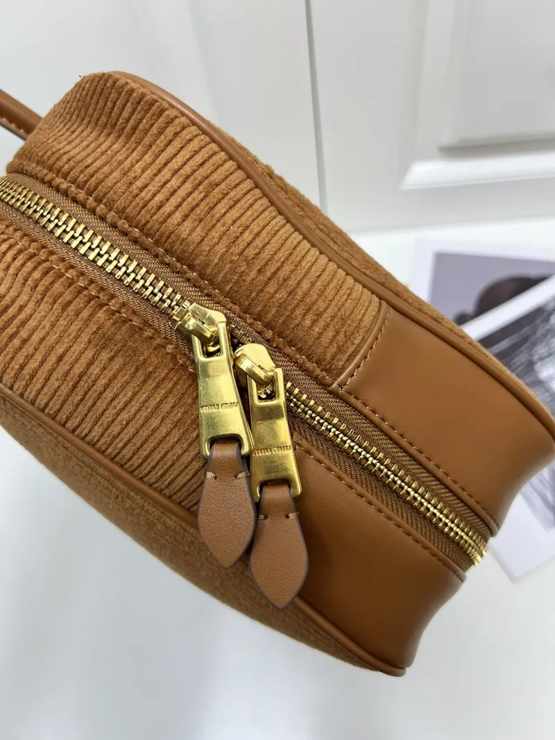 MIU MIU Brown Corduroy Top Handle Bag 206 - Image 6
