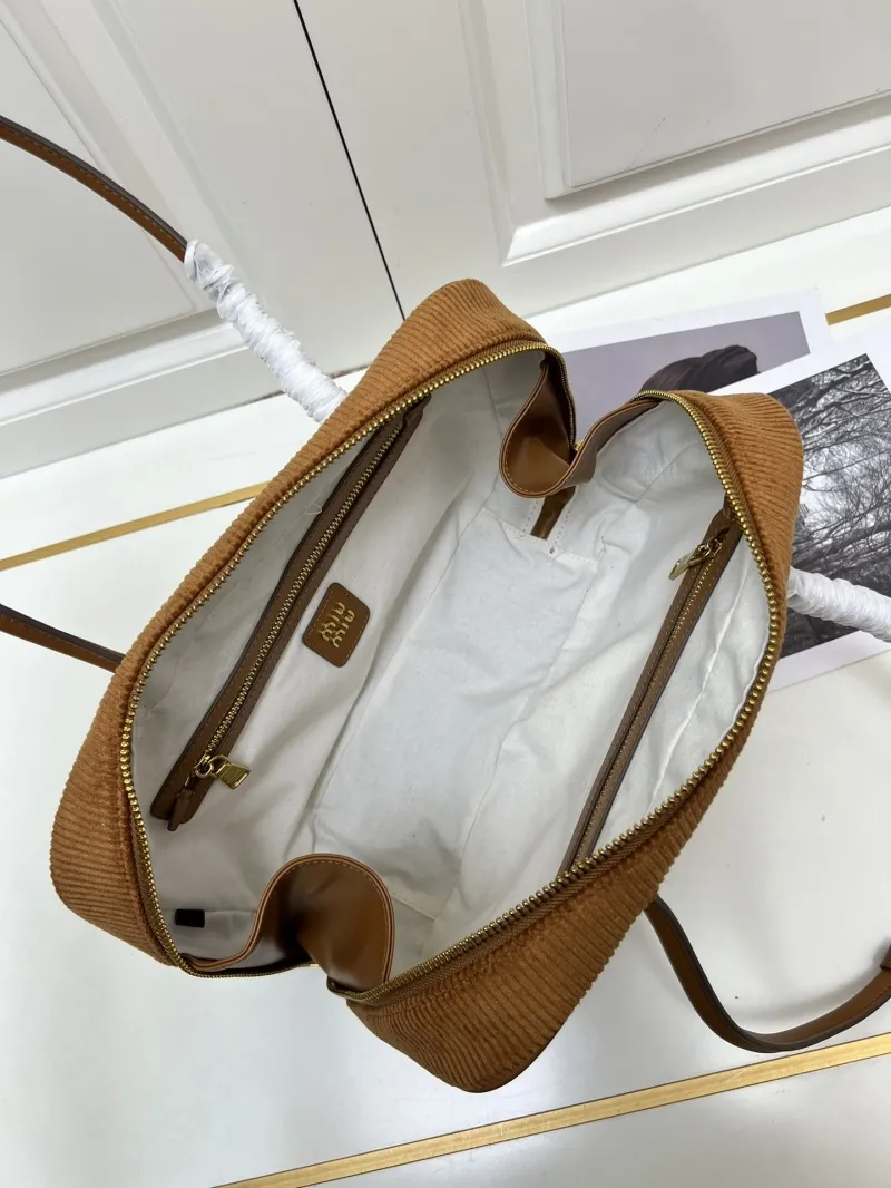 MIU MIU Brown Corduroy Top Handle Bag 206 - Image 8