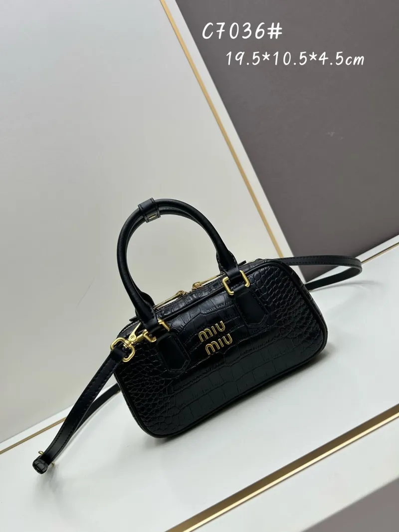 MIU MIU Black Crocodile Top Handle Bag C7036