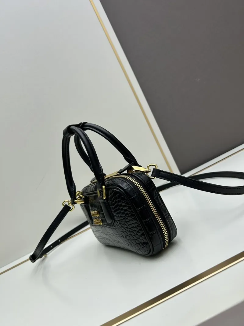 Alternative view of MIU MIU Black Crocodile Top Handle Bag C7036