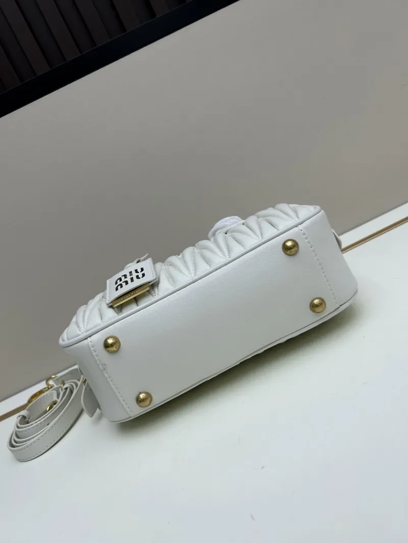 MIU MIU White Matelasse Top Handle Crossbody Bag 218 - Image 5