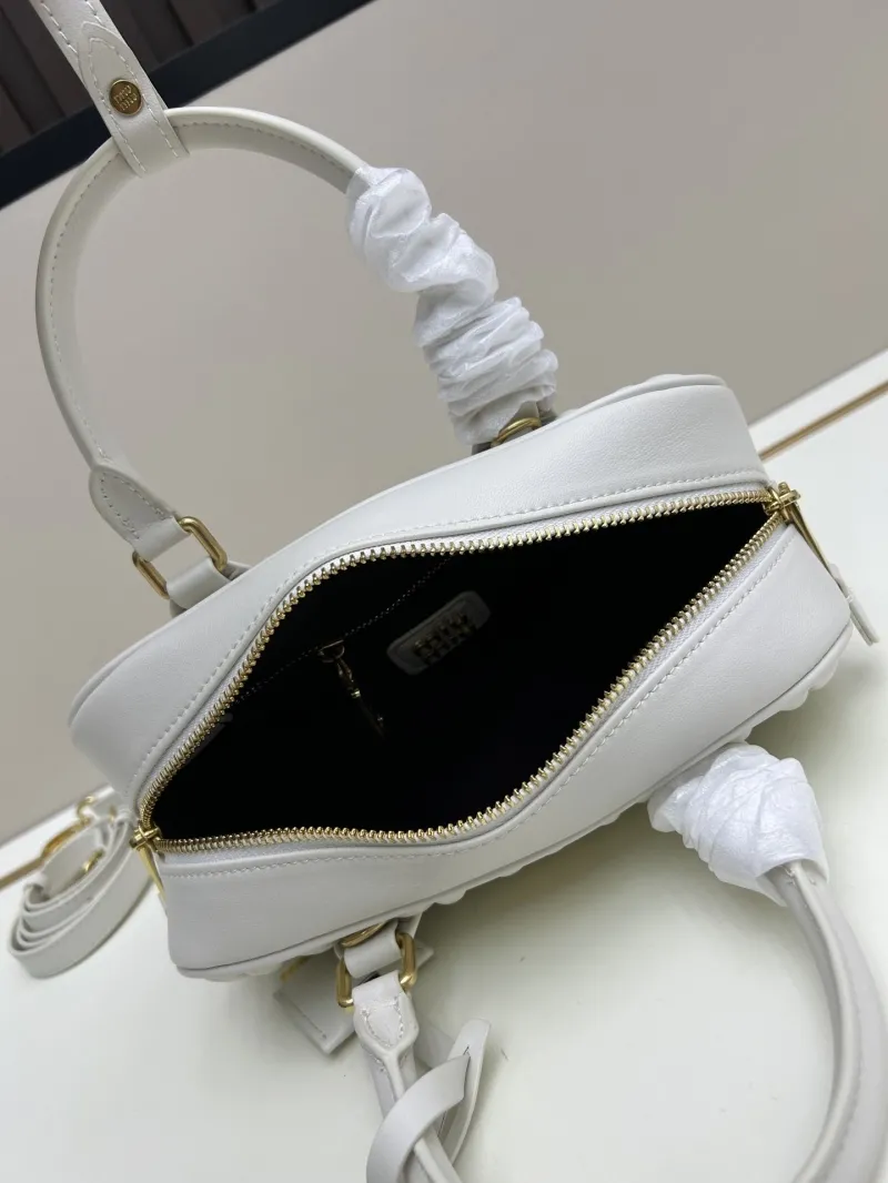 MIU MIU White Matelasse Top Handle Crossbody Bag 218 - Image 7