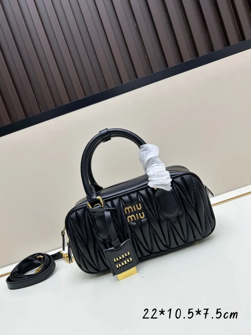 MIU MIU Black Leather Top Handle Crossbody Bag