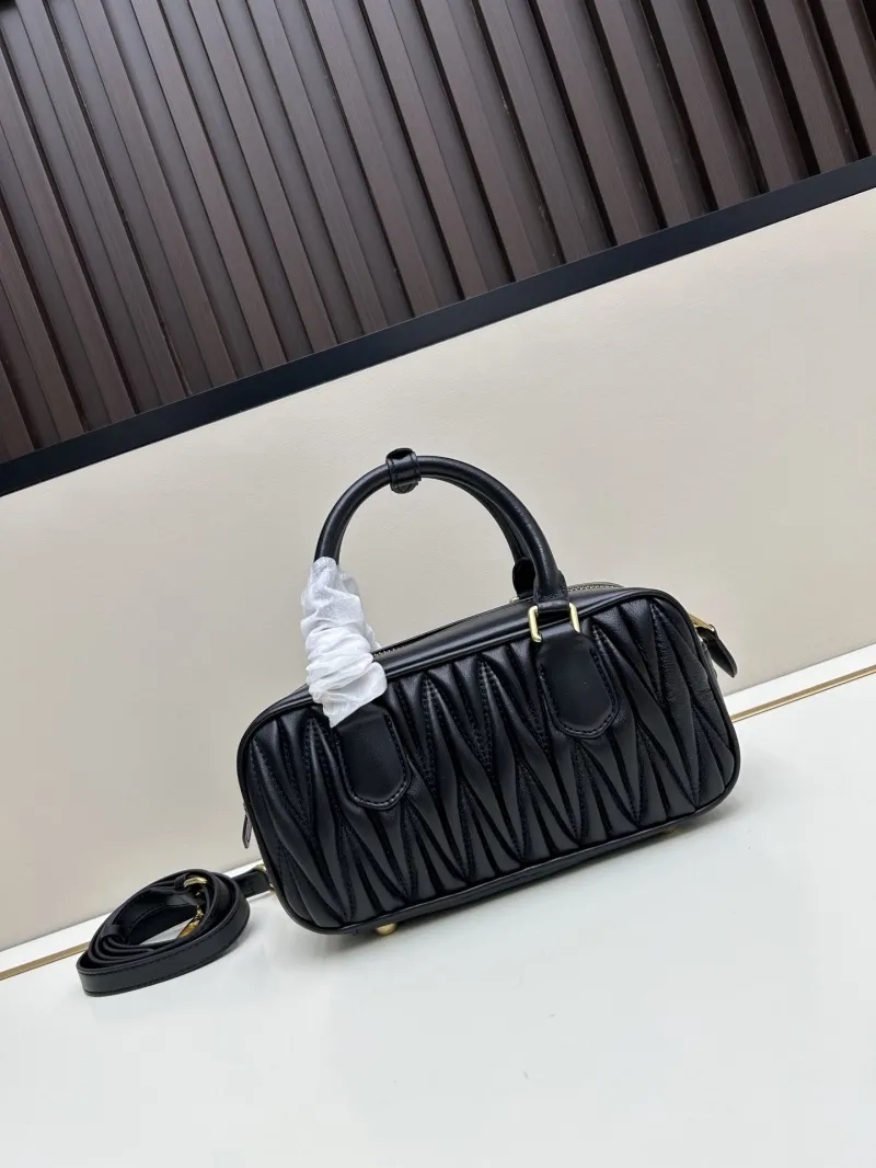 MIU MIU Black Leather Top Handle Crossbody Bag - Image 3