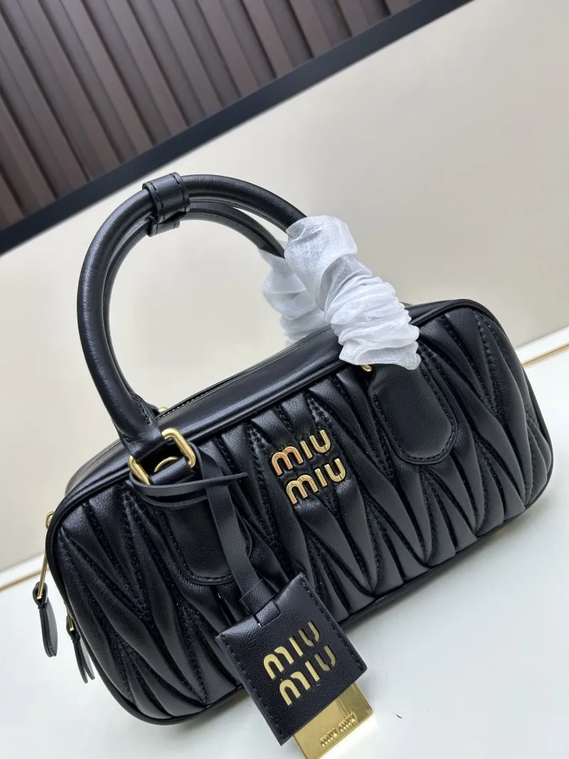 MIU MIU Black Leather Top Handle Crossbody Bag - Image 4