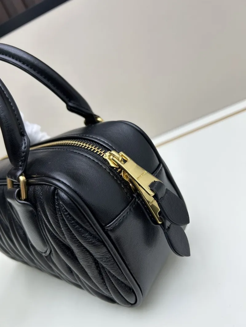 MIU MIU Black Leather Top Handle Crossbody Bag - Image 6
