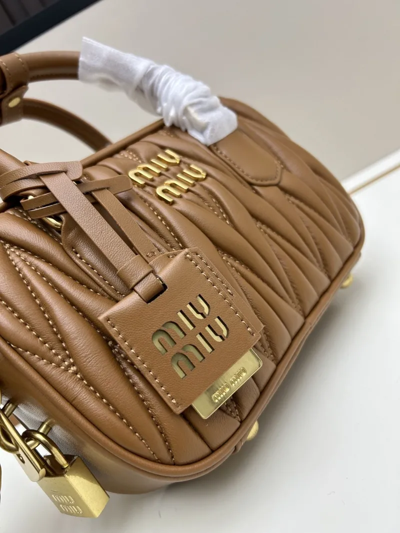 MIU MIU Brown Matelasse Top Handle Crossbody Bag - Image 4