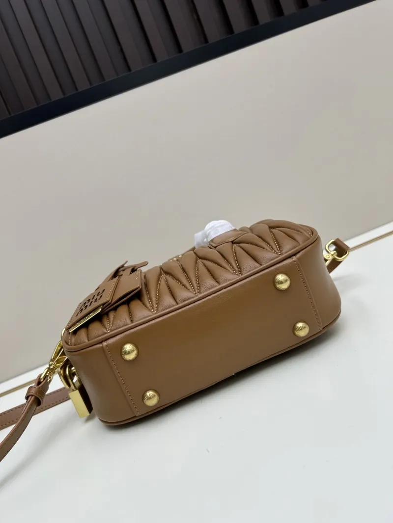 MIU MIU Brown Matelasse Top Handle Crossbody Bag - Image 5