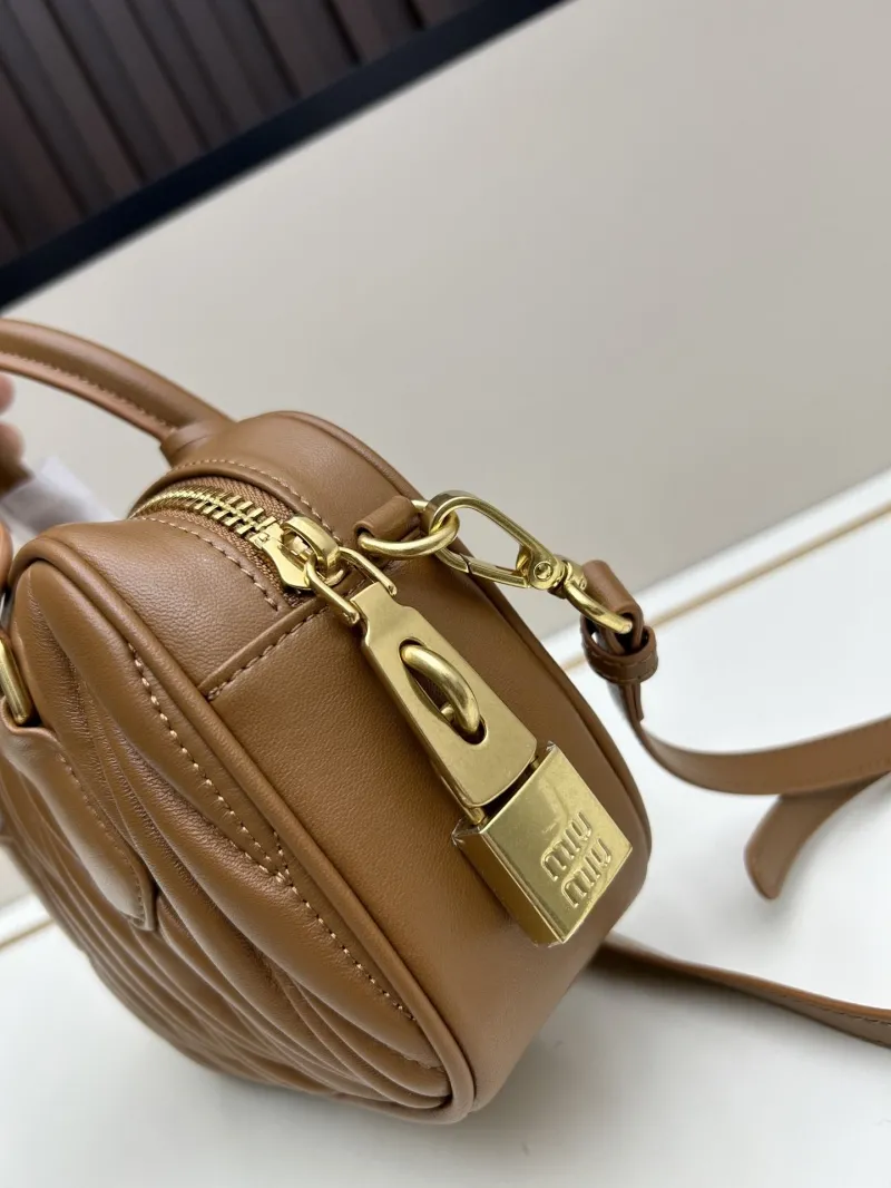 MIU MIU Brown Matelasse Top Handle Crossbody Bag - Image 6
