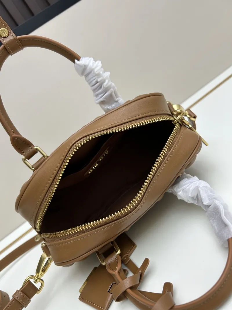 MIU MIU Brown Matelasse Top Handle Crossbody Bag - Image 7