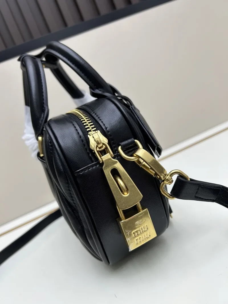 MIU MIU Black Matelassé Top Handle Crossbody Bag - Image 5