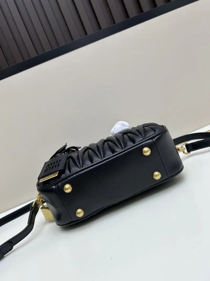 MIU MIU Black Matelassé Top Handle Crossbody Bag - Image 6