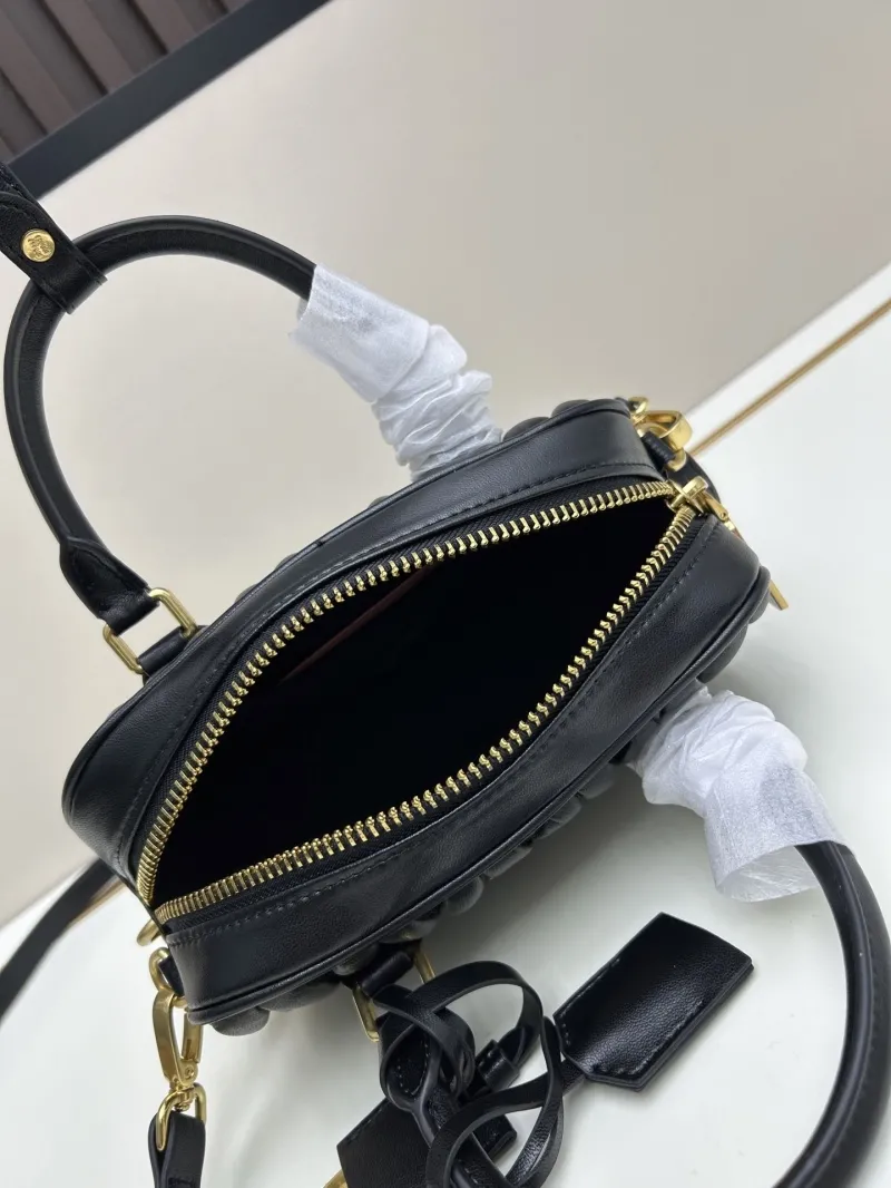 MIU MIU Black Matelassé Top Handle Crossbody Bag - Image 7