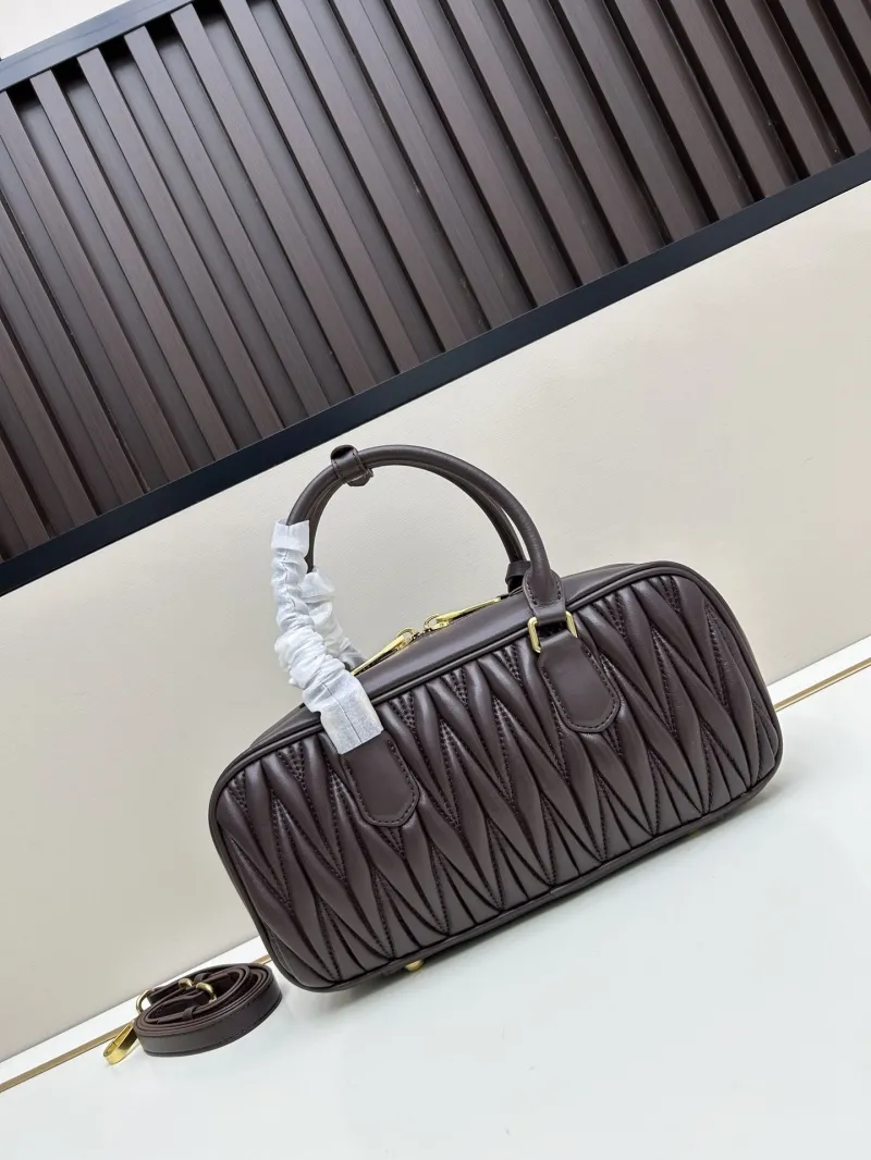 MIU MIU Brown Leather Top Handle Bag 27x12x9cm - Image 3