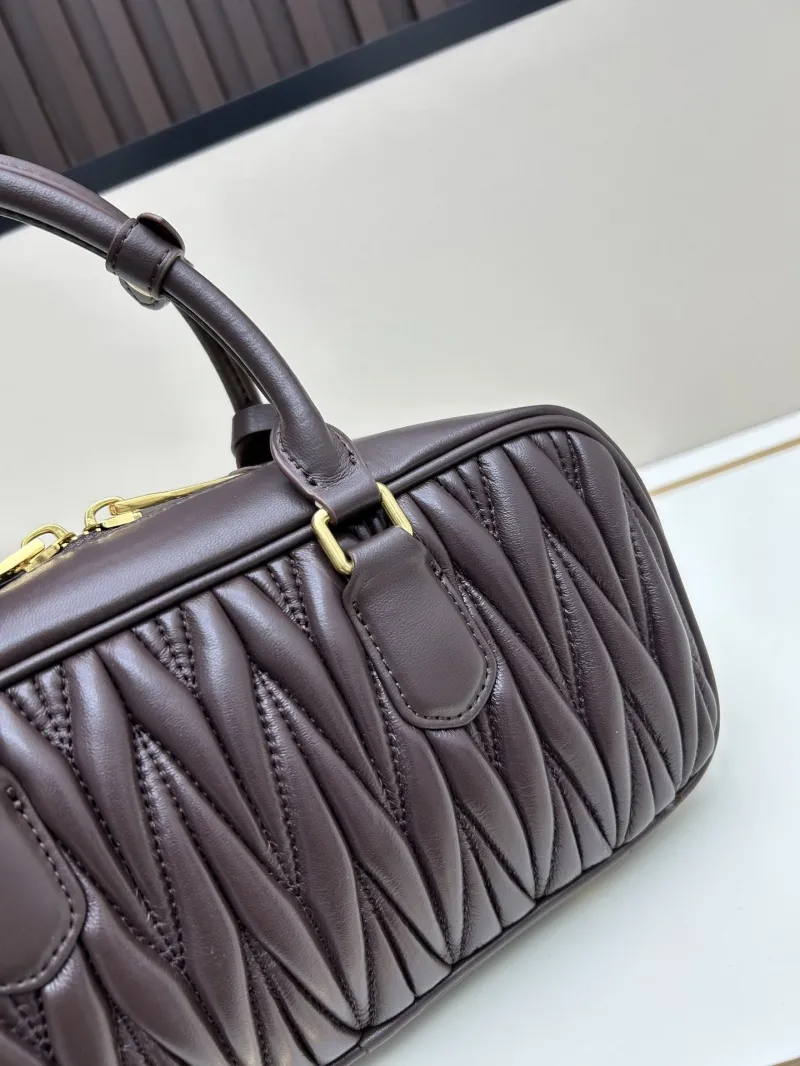 MIU MIU Brown Leather Top Handle Bag 27x12x9cm - Image 6