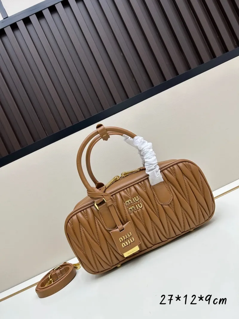 MIU MIU Brown Leather Top Handle Bag