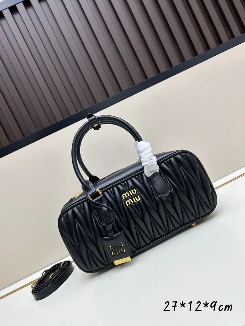 MIU MIU Black Quilted Leather Top Handle Bag 229