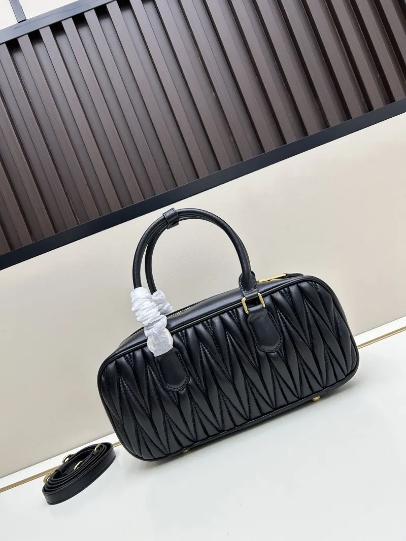 MIU MIU Black Quilted Leather Top Handle Bag 229 - Image 3