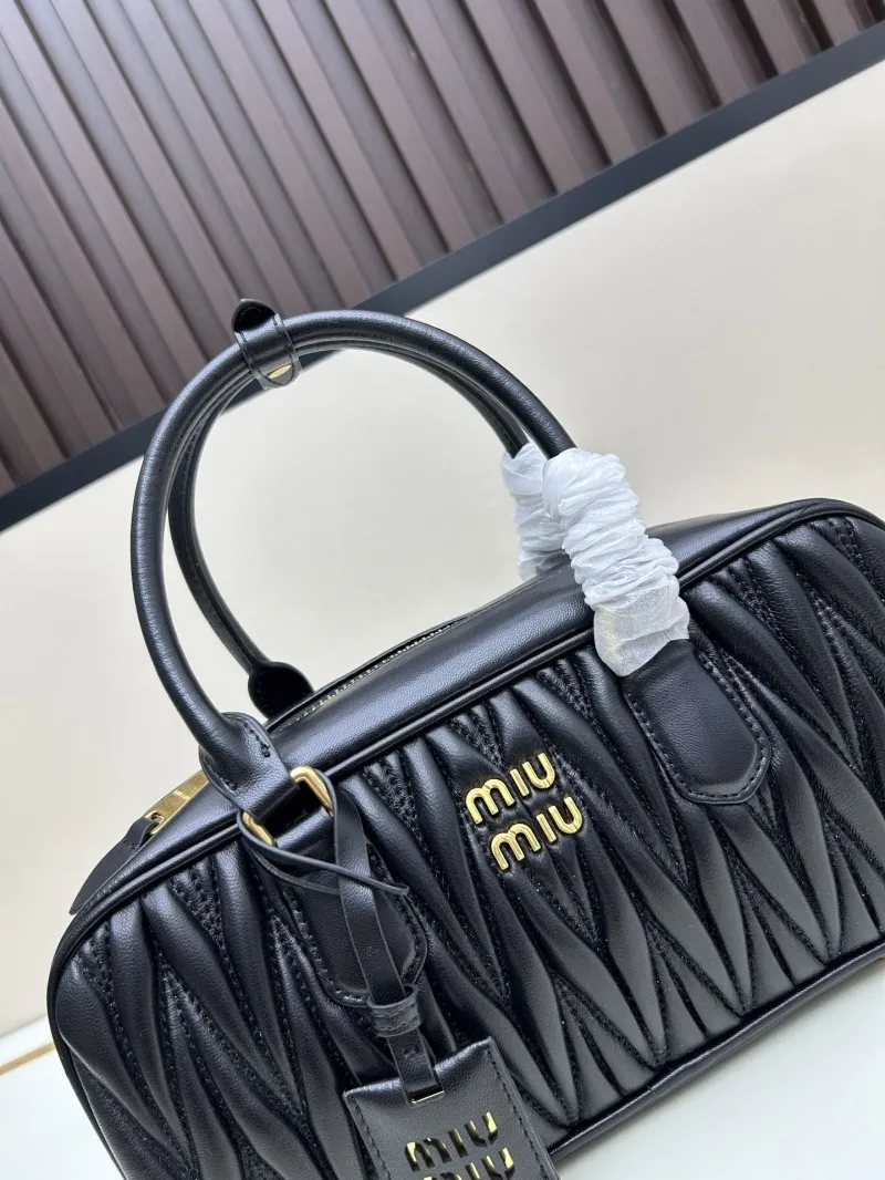 MIU MIU Black Quilted Leather Top Handle Bag 229 - Image 4